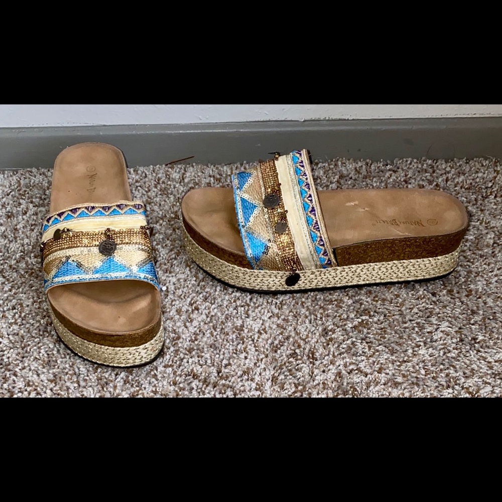 Multi colored platform sandals